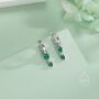 Double Emerald Green Cz Huggie Hoop Earrings, thumbnail 2 of 11