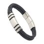 Men's Adjustable Black Leather Bracelet | Genuine Thick Double 6mm Woven Leather With Stainless Steel Snap Clasp, thumbnail 3 of 6