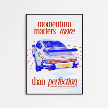 'Momentum Matters More Than Perfection' Retro Porsche Art Print, 8 of 8