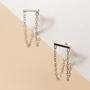 Sterling Silver Double Chain Loop Stud Earrings, thumbnail 4 of 6