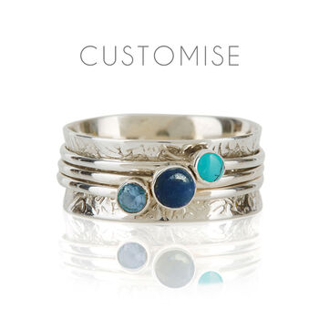 Personalised Birthstone Holi Silver Spinning Ring, 4 of 10
