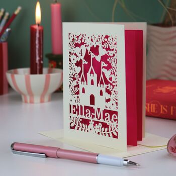 Personalised Lasercut Castle Birthday Card, 6 of 7