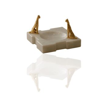 White Marble Ashtray With Gold Cheetah Accents, 2 of 2