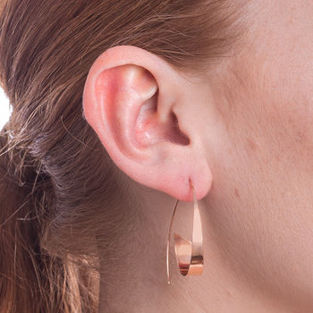 Ribbon Curl Rose Gold Plated Silver Drop Earrings, 2 of 4