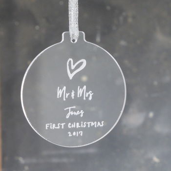 First Christmas As Mr And Mrs Personalised Bauble, 2 of 2