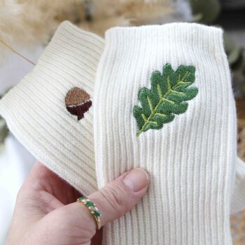 Personalised Autumn Oak Leaf Warm Cashmere Bed Socks, 2 of 8