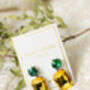 Yellow Circle Oblong Jewel Dangle Earrings, thumbnail 4 of 5