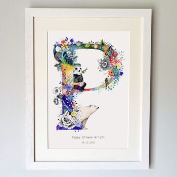 Personalised J To S Bright Wildlife Letter Print, 8 of 12