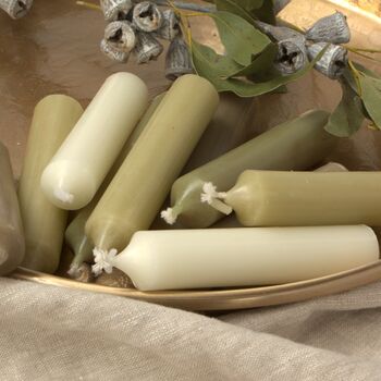 10 Mixed Short Dinner Candles | Spring Green And Yellow, 3 of 7