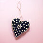 Navy Velvet Heart Christmas Bauble, thumbnail 2 of 2
