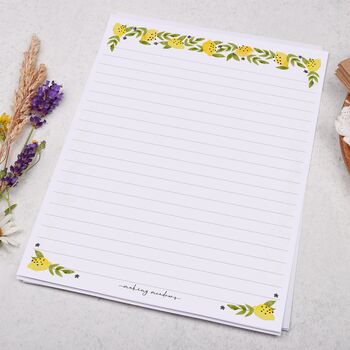 A5 Letter Writing Paper With Lemon Botanical Border, 3 of 4