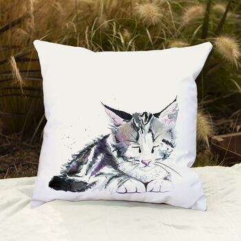 Inky Kitten Outdoor Cushion For Garden Furniture, 3 of 8