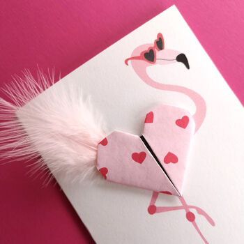 Flamingo Origami Heart Birthday Card, 3 of 6