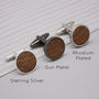 Walnut Wood Name And Date Cufflinks, thumbnail 4 of 5