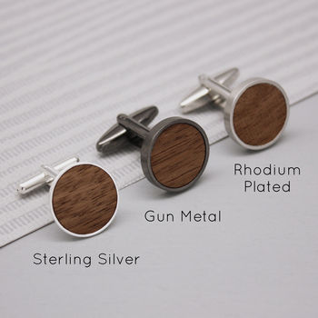 Walnut Wood Name And Date Cufflinks, 4 of 5