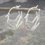 Rose Gold Plated Silver Geometric Hexagonal Hoop Earrings, thumbnail 5 of 7