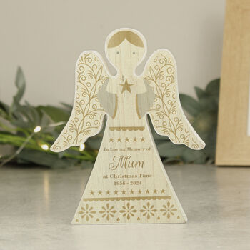 Personalised Christmas Angel Wooden Ornament, 2 of 3