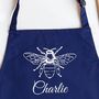 Personalised Bee Apron In Navy Blue, thumbnail 3 of 5