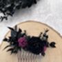 Black And Burgundy Gothic Wedding Flower Hair Comb, thumbnail 4 of 4