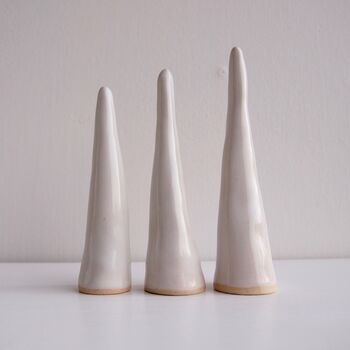Handmade White Gloss Ceramic Ring Holder Cones, 11 of 11