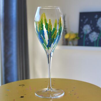 Yellow Muscari Hand Painted Wine Glass, 2 of 8