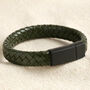 Men's Khaki Thick Woven Leather Bracelet, thumbnail 1 of 4