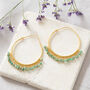 Emerald Beaded Gold Plated Silver Hoops, thumbnail 8 of 12
