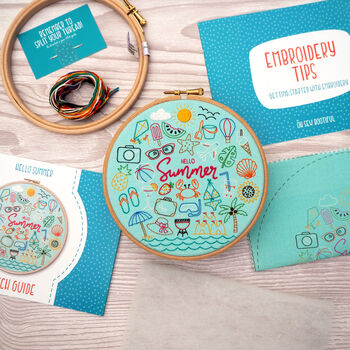 Hello Summer Embroidery Kit, Holiday Seasonal Diy Craft Kit, 3 of 6