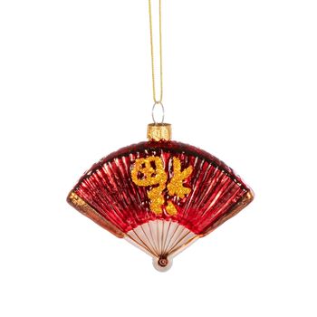 Glass Oriental Fan Christmas Tree Decoration, 2 of 3