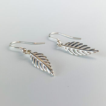 Sterling Silver Leaf Dangle Earrings, 3 of 5