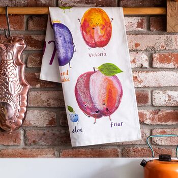 'Plums' Illustrated Food Tea Towel, 3 of 4