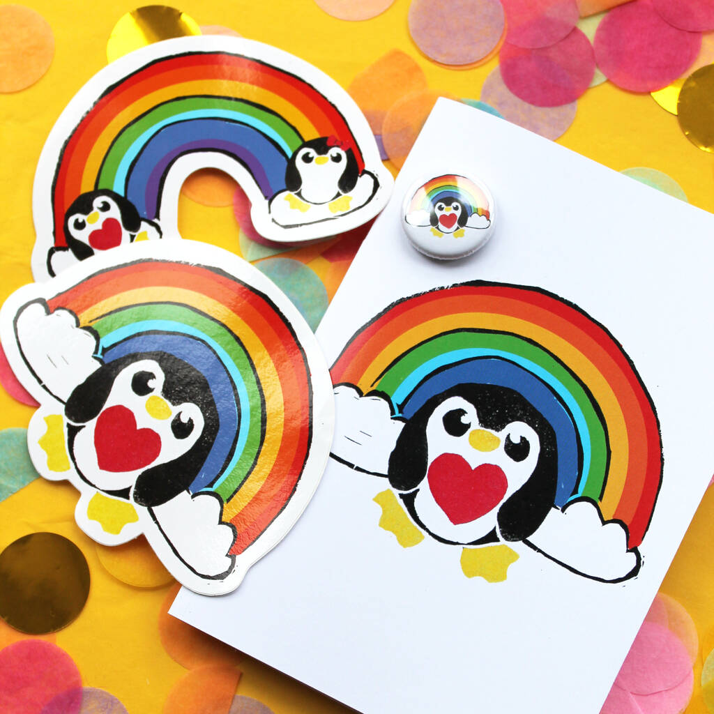 Rainbow Penguin Pick Me Up Letter Box Gift Set, 1 of 5