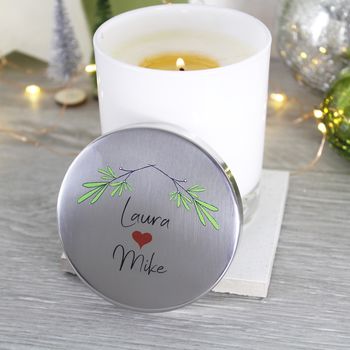 Couple Mistletoe Christmas Scented Candle With Lid, 9 of 9