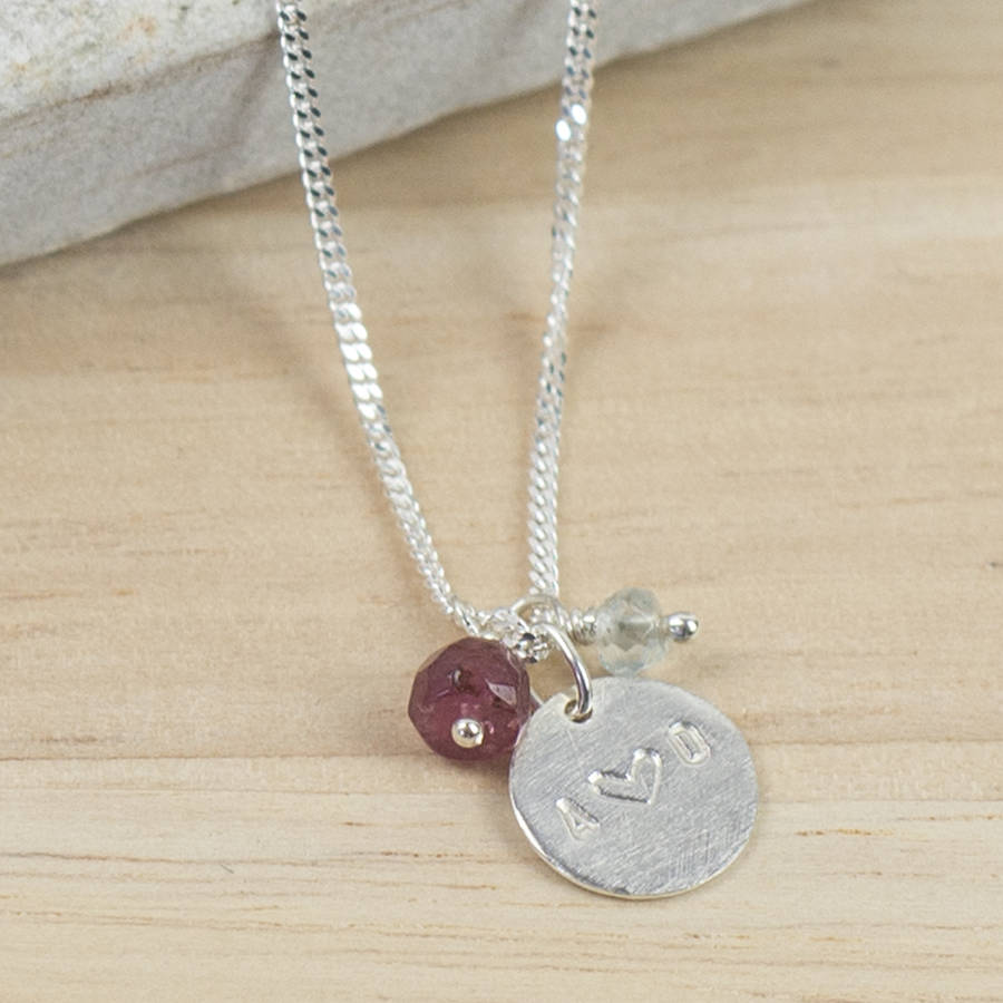 couple's silver heart birthstone necklace by tanya garfield jewellery ...