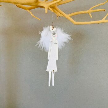 Ceramic Angel With Wings Hanging Christmas Decoration, 2 of 3