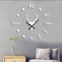 Stylish Antlers 3D Wall Clock, Brown, Red, Black, Silver, thumbnail 3 of 10
