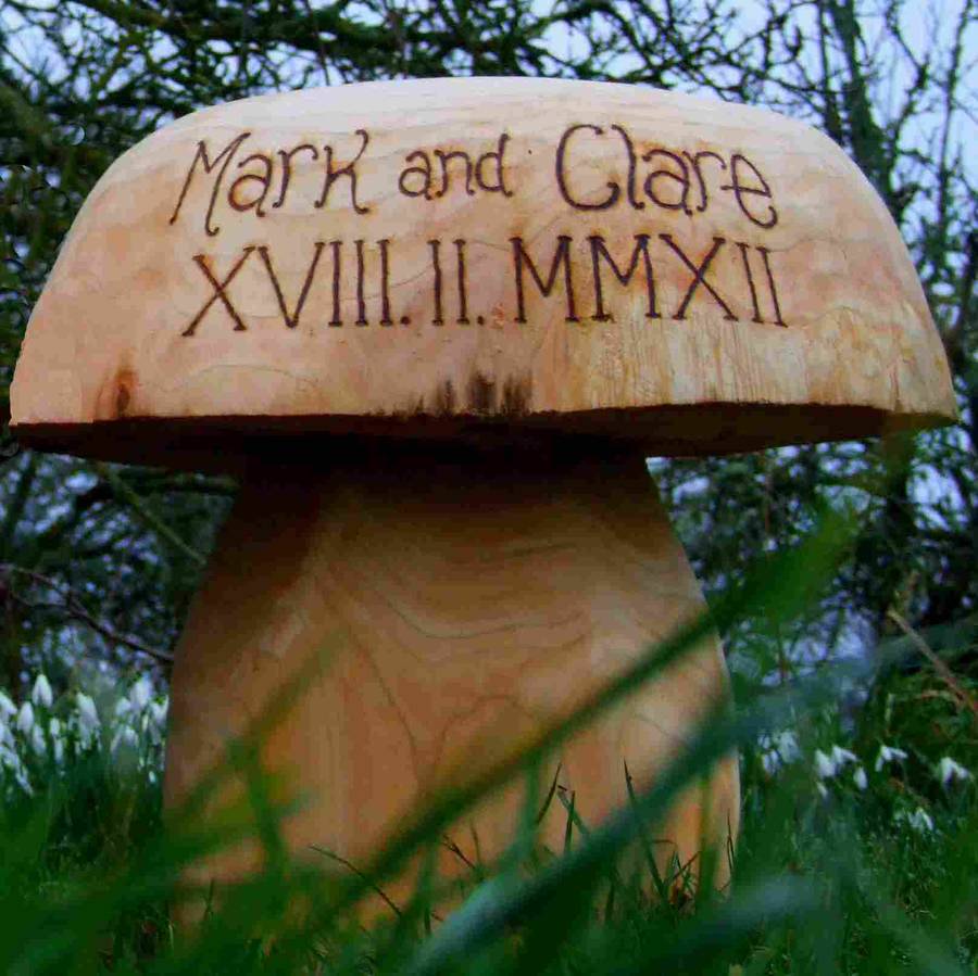 Personalised Wedding Gift Wooden Mushroom Seats, 1 of 3