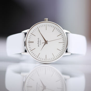 Ladies Architect Silver Blanc Watch With Wite Strap, 4 of 4