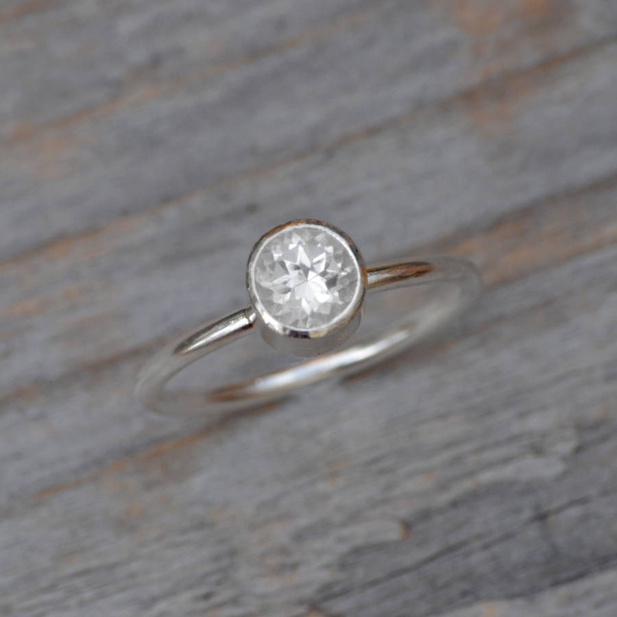 White Topaz Stacking Ring Set In Sterling Silver By Huiyi Tan