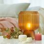 Battery Operated Glass Amber Table Lamp, thumbnail 3 of 7