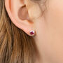 Simple Molten Sterling Silver Ruby Stud Earrings, thumbnail 3 of 7