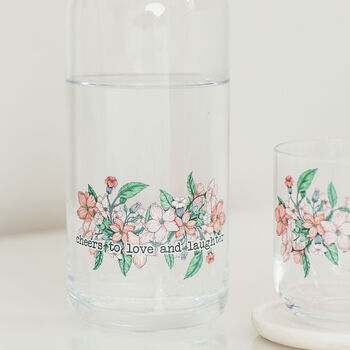 Personalised Floral Carafe And Glass Set, 3 of 4