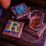Custom Initial Letter Hand Painted Wooden Coaster, thumbnail 1 of 9