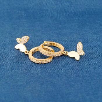 Gold Butterfly Hoop Earrings, 3 of 7