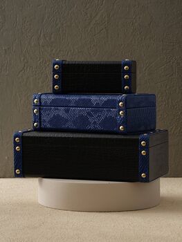 Handmade Neutral Leather Box Set With Gold Rivet Detail, 2 of 6