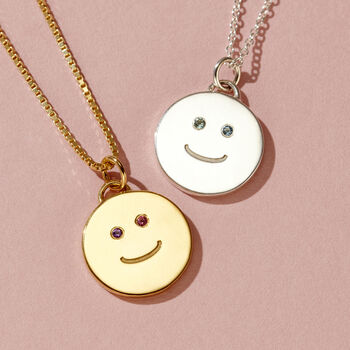 Happy Face Birthstone Disc Necklace, 6 of 8
