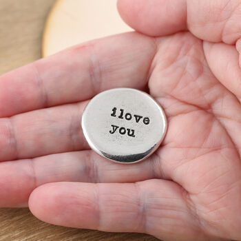 I Love You Pewter Pocket Pebble Large Message Token, 3 of 7