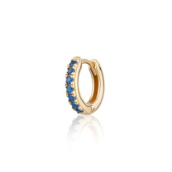 Blue Stone Single Cartilage Hoop Earring, 7mm, 3 of 5