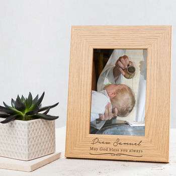 Personalised Engraved Baby Girl Christening Photo Frame, 2 of 9