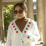 White Heart Embroidered Cardigan, thumbnail 3 of 7